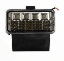 T055 - EVOLUM PLAFÓN RECTANGULAR 13.5” C/ BISEL CROMO LUZ FIJA Y C/ESTROBO AMBAR-ROJO-BLANCO