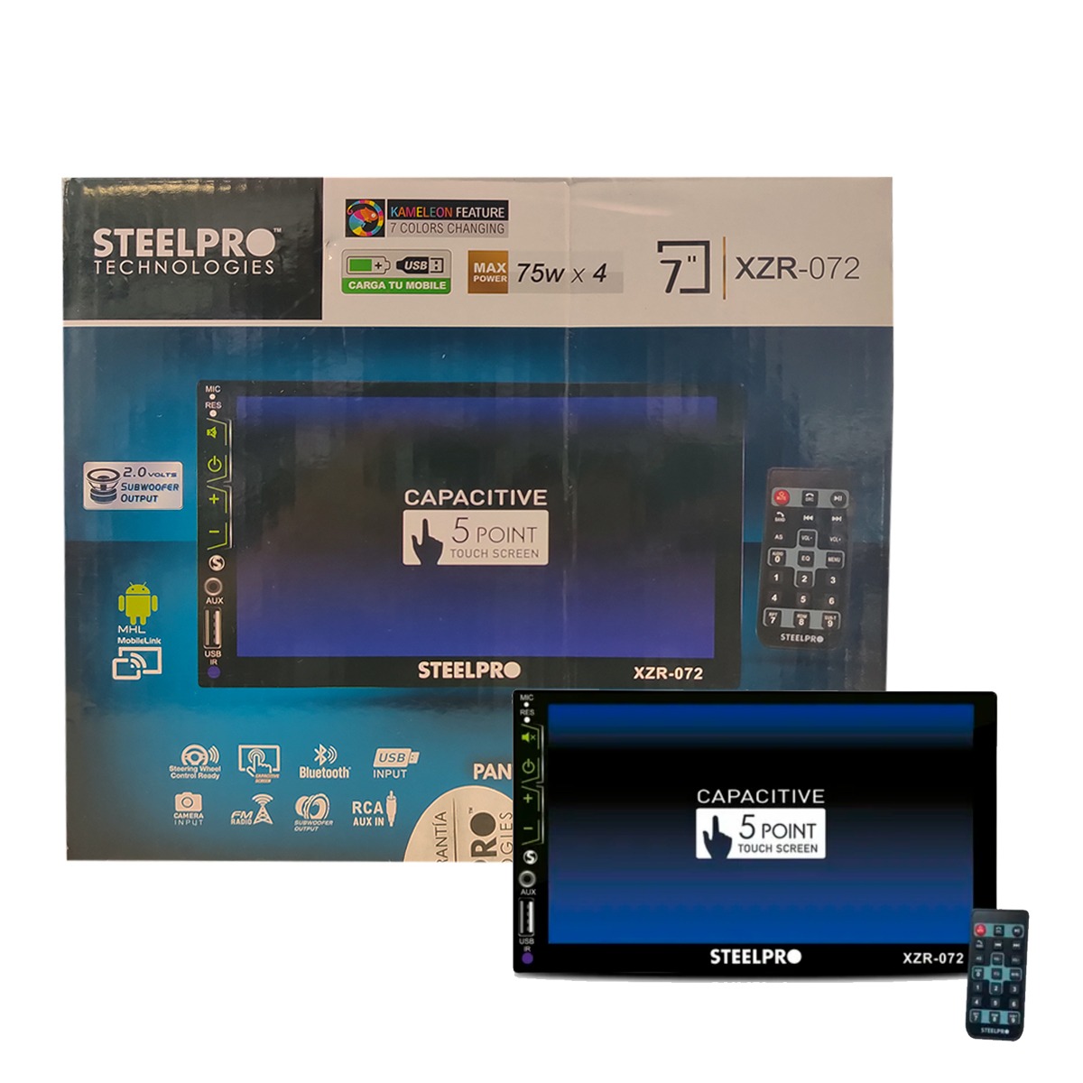 XZR-072 - STEELPRO 2 DIN MIRROR LINK BT USB + CAMARA