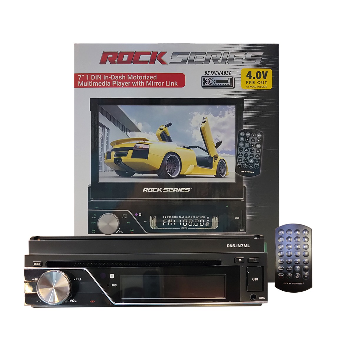 RKS-IN7ML - ROCK SERIES 1 DIN PANTALLA 7" MOTORIZADA MIRROR LINK