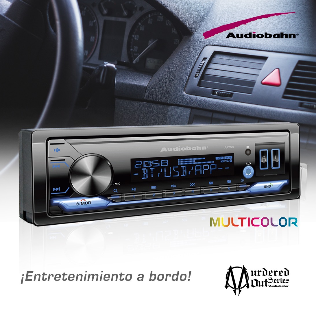 AA750 - AUDIOBAHN ESTEREO 1 DIN MULTIMEDIA MULTICOLOR DESMONTABLE