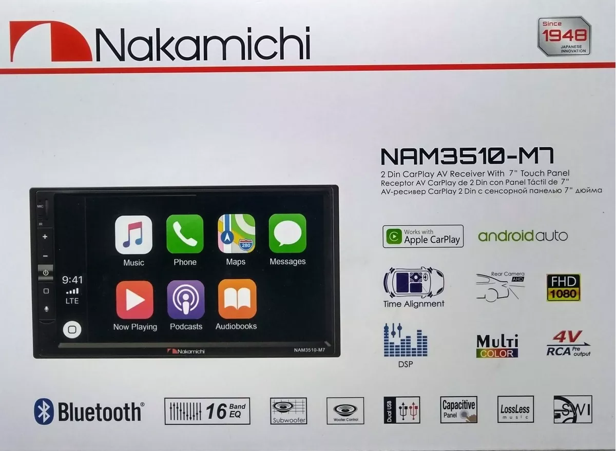 NAM3510-M7 - NAKAMICHI ESTEREO 2 DIN DE 7" CARPLAY ANDROID AUTO MULTIMEDIA