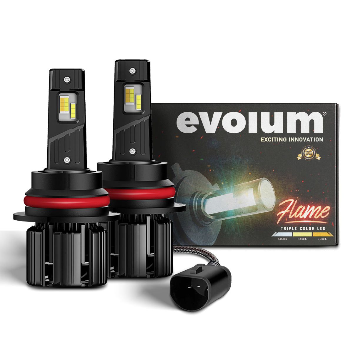 V39007 - EVOLUM LED 9007 FLAME 14000 LM 3 TONOS CHIP CSP CANBUS