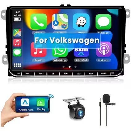 PANTALLA ANDROID 9" PARA VOLKSWAGEN CON APPLE CARPLAY Y ANDROID AUTO INALÁMBRICOS