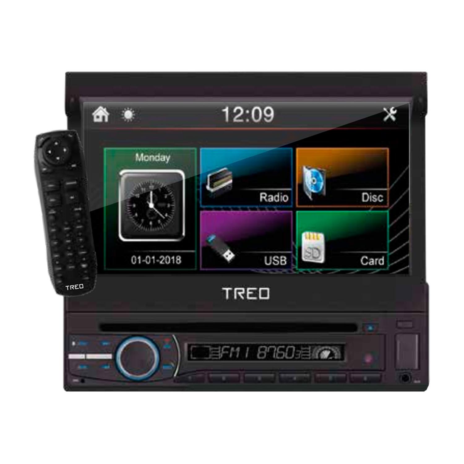 TREODASHML - TREO ESTEREO 1 DIN CON PANTALLA DE 7" CD DVD BT USB MIRROR LINK DESMONTABLE