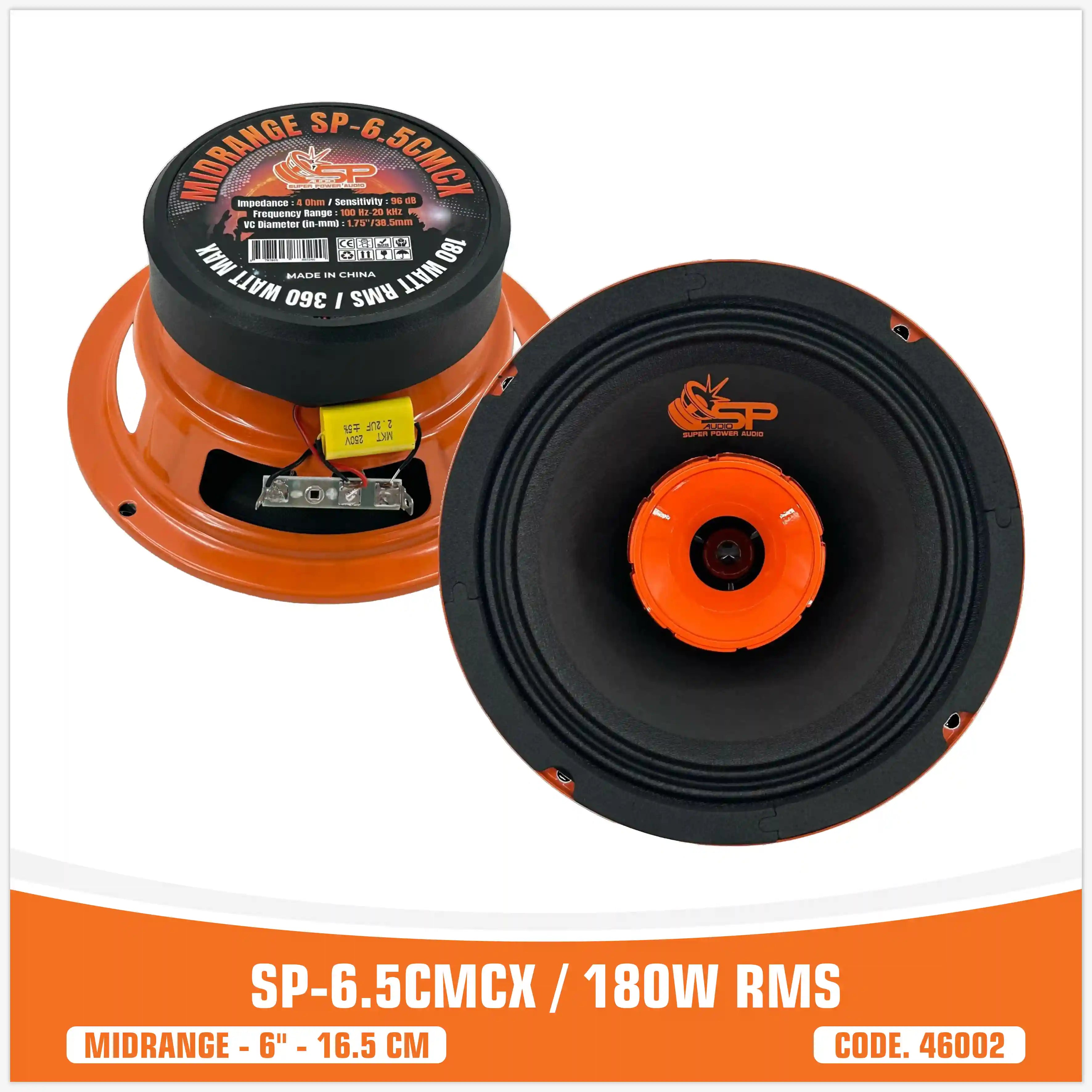 SP-6.5CMCX - SP AUDIO PAR DE MEDIOS RANGOS CON DRIVER 6" 360W MAX 180W RMS