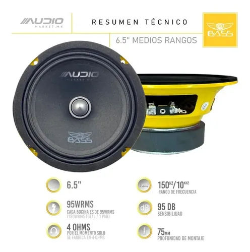AMARELLA65 - PAR DE MEDIOS RANGOS 6.5" BULLET 300W MAX 4 OHMS