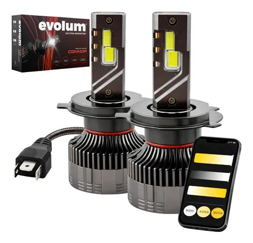 CONNORH4 - EVOLUM LED H4 CONNOR 55,000LM CON APP PARA AJUSTAR COLOR Y BRILLO