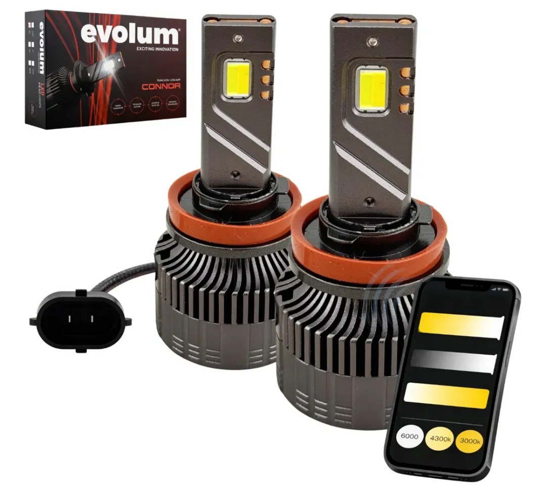 CONNOR H11 - EVOLUM LED H11 CONNOR 55,000LM CON APP PARA AJUSTAR COLOR Y BRILLO