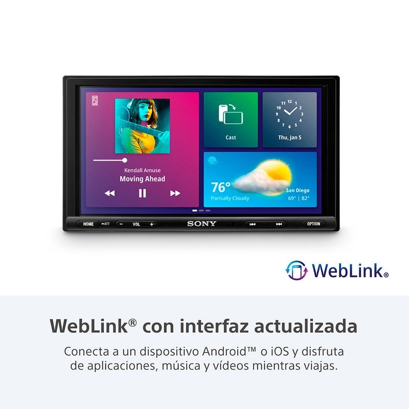 PANTALLA SONY XAV-1600 6.75" BLUETOOTH WEBLINK IPHONE & ANDROID