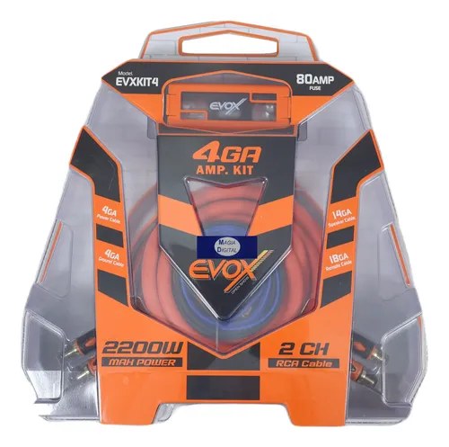 EVXKIT4 - EVOX KIT DE INSTALACION CALIBRE 2200W 50% COBRE 50% ALUMINIO PARA AMPLIFICADOR