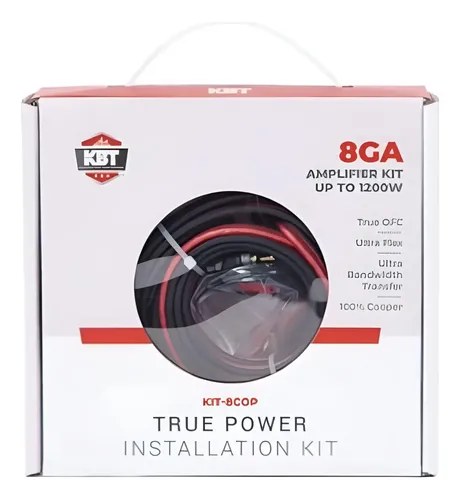 KIT-8COP - KBT KIT DE INSTALACION 100% COBRE CALIBRE 8 PARA AMPLIFICADOR