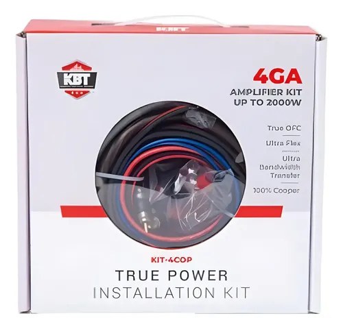 KIT-4COP - KBT KIT DE INSTALACION 100% COBRE CALIBRE 4 PARA AMPLIFICADOR