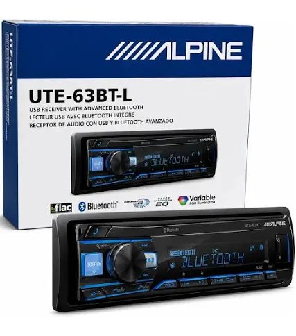 AUTOESTÈREO ALPINE UTE-63BT CON BLUETOOTH USB AUX 3 PAR RCA 2.5V