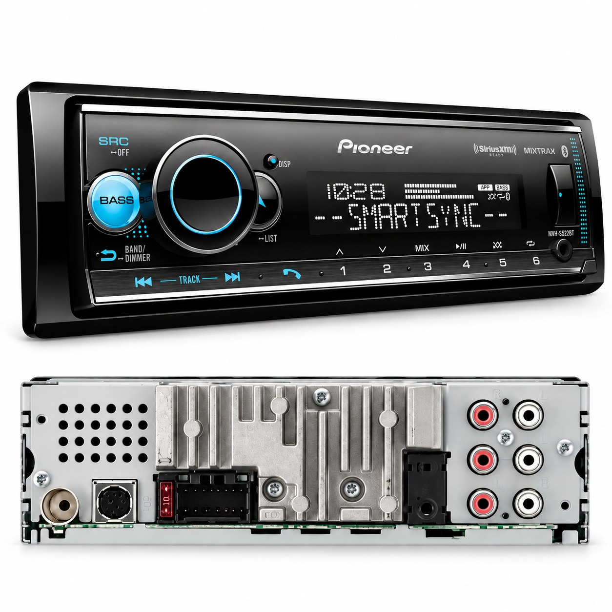 AUTOESTÉREO PIONEER MVH-S522BT 1 DIN BLUETOOTH USB APP 3 PAR RCA