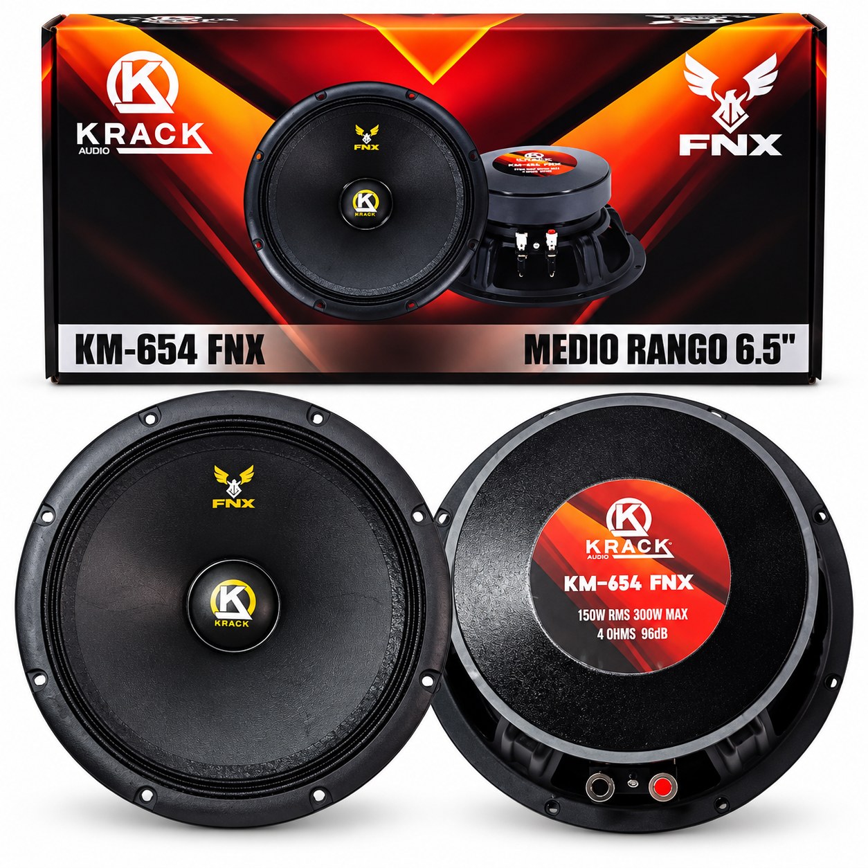 SET DE 2 MEDIOS 6.5" KRACK KM-654FNX 150W RMS 4 OHMS 96dB