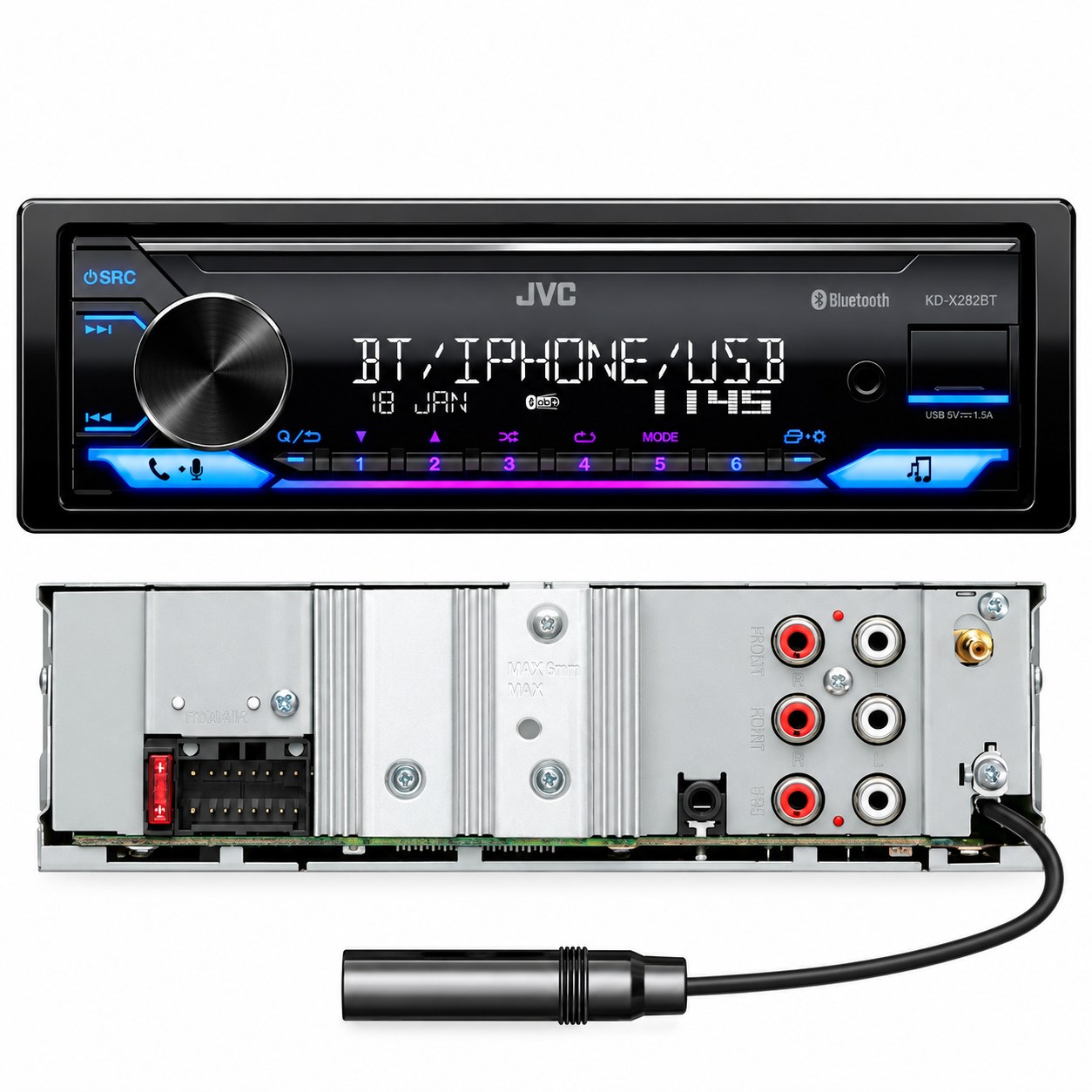 AUTOESTÉREO JVC KD-X482BT 1 DIN 3 PAR RCA BLUETOOTH